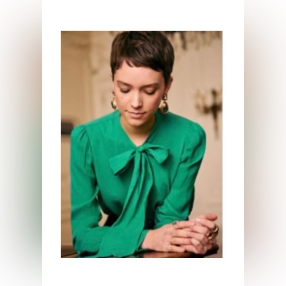 Sézane CHEMISE LAURYA BLOUSE, COLOR : VERT FORT, SIZE : 36